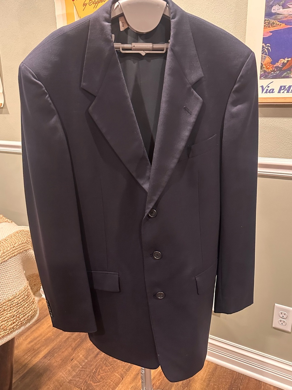 Men's Nino Cerruti Navy Single-Breasted Suit Blazer-Size 42R